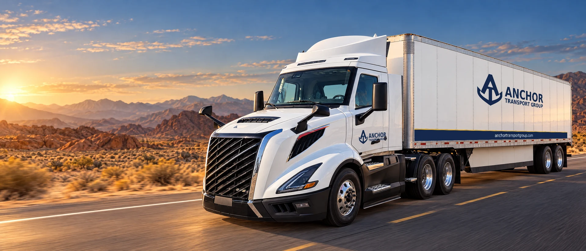 Anchor-branded dry van prepared for Nevada freight hauling